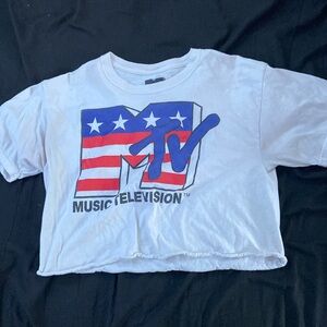 MTV red, white, and blue cropped top